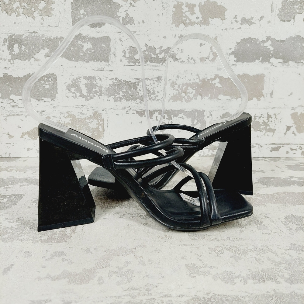 New Abound Austyn Black Block Heel Square Toe Strappy Sandals V346 - Picture 3 of 11